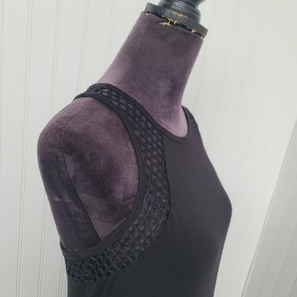 LILY BLEU BEACH Black Stretchy Fishnet Racer Tank Mini Dress Sleveless Sz S - Picture 7 of 11